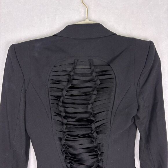 BCBGMAXAZRIA Black Slit Back Wool Blend Blazer Jacket Women's XXS - Picture 8 of 12